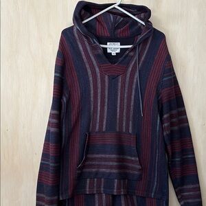 Lucky Brand Red and Blue Striped Sweatshirt Hoodie